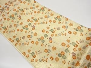 じゅらく製　桜に紅葉・鳥模様織出し袋帯